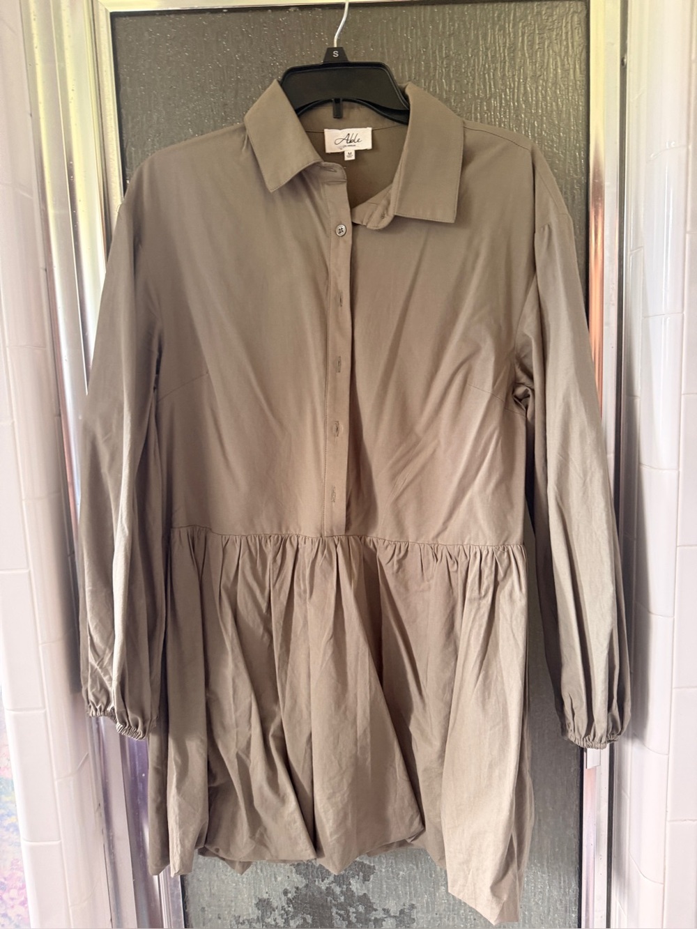 Able Taupe Peplum Trench Coat